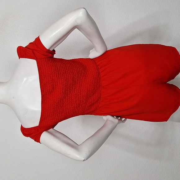Superdown Red Romantic Coquette V-Neck Smocked Short Puff Sleeves Romper Size M - Picture 6 of 11
